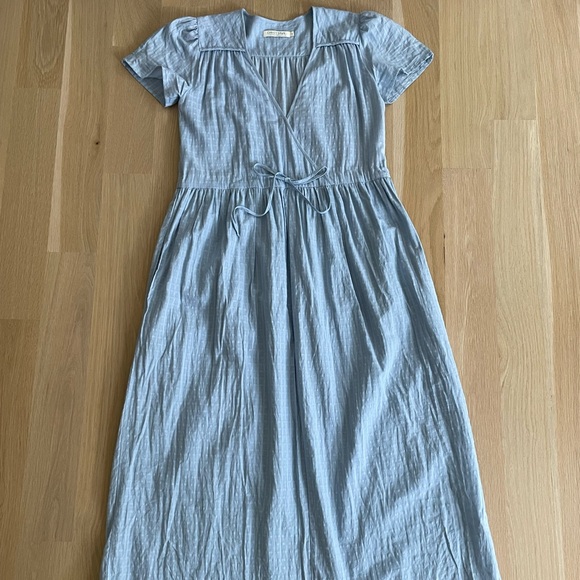 Christy Dawn Dawn Dress Size Small Pale Sky Blue Basketweave - Picture 2 of 3